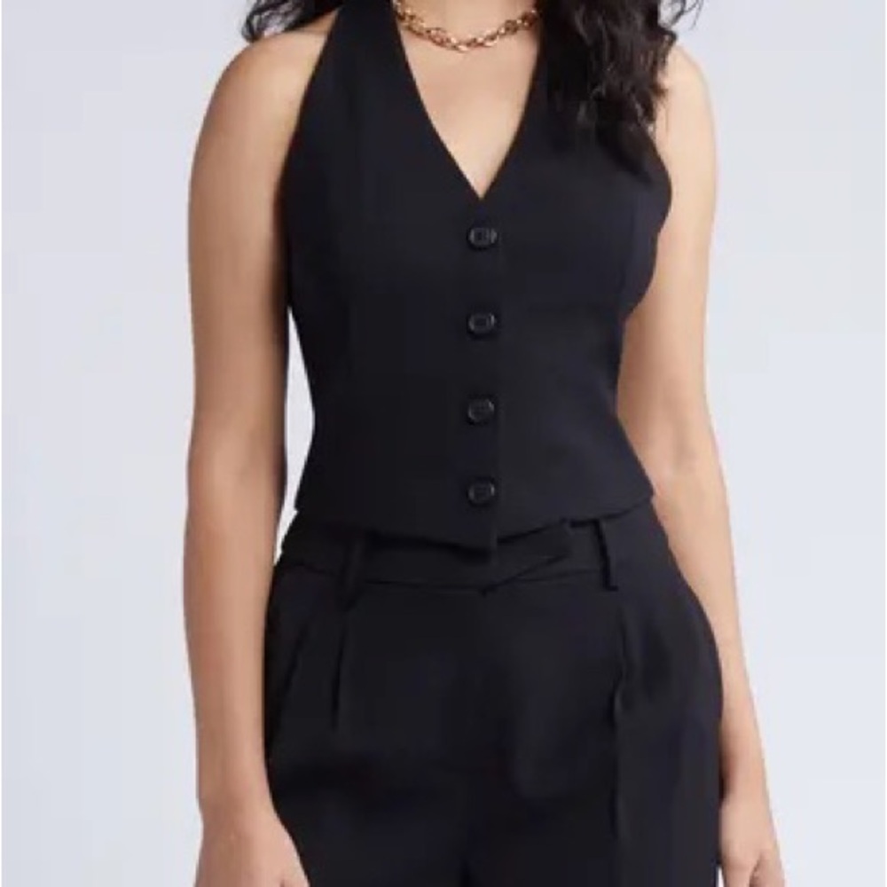 Open edit black halter vest